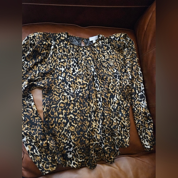Ronny Kobo Sheer Leopard Puff Sleeve Blouse Size Small Euc $595 - Picture 2 of 5